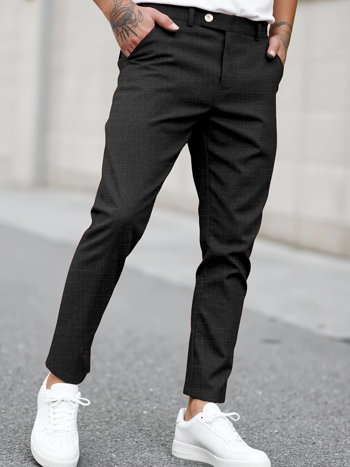 Men's Casual Fashionable Dress Pants Straight Leg Long Trousers for Gentlemen