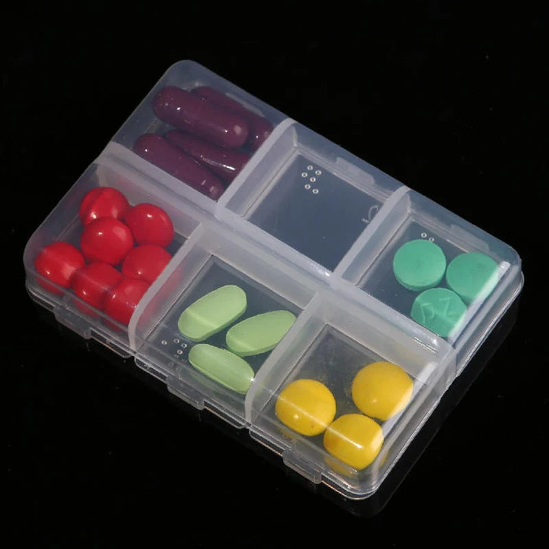 6 Grids Mini Medicine Organizer Boxes Shelf Pills Storage Case Organizer Compartment Travel Portable Pill Boxes Weekly Dispenser