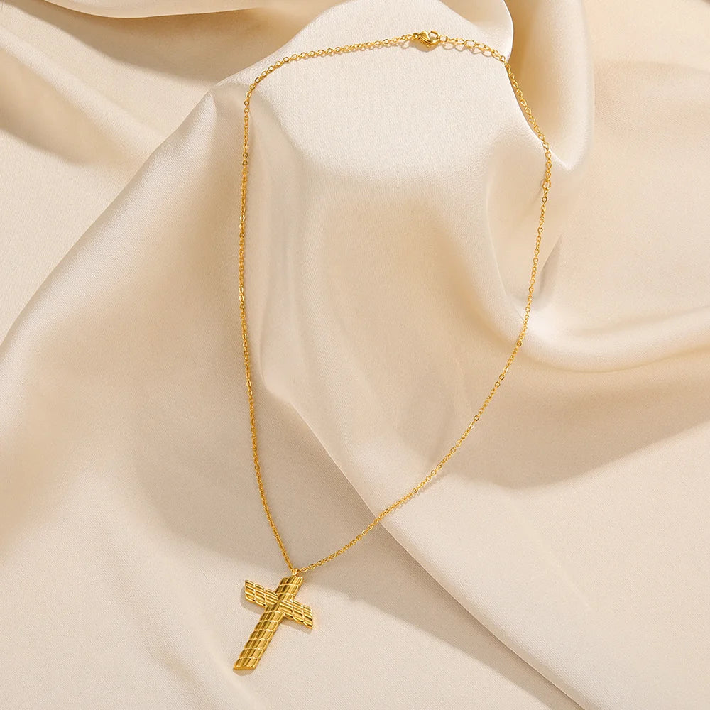Cross Necklace For Women Classic Cross Collar Gold Color Egyptian Nile Ankh Choker Stainless Steel Chain Aesthetic Jewelry Gift