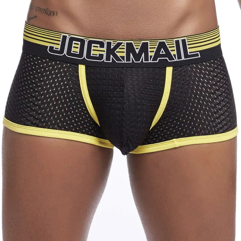 JOCKMAIL Men Underwear Boxes Mesh Quick Drying Ice Silk Breathable Youth Fashion Calzoncillos Sexy Am Gosteren Killer Sansursuz