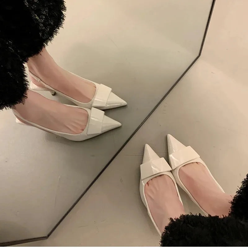 2025 Summer Women's Shoes High Heel Women Sandals Fashion Pointed Toe Singbacks Shoes Design Style Banquet Party Sandalias Shoes