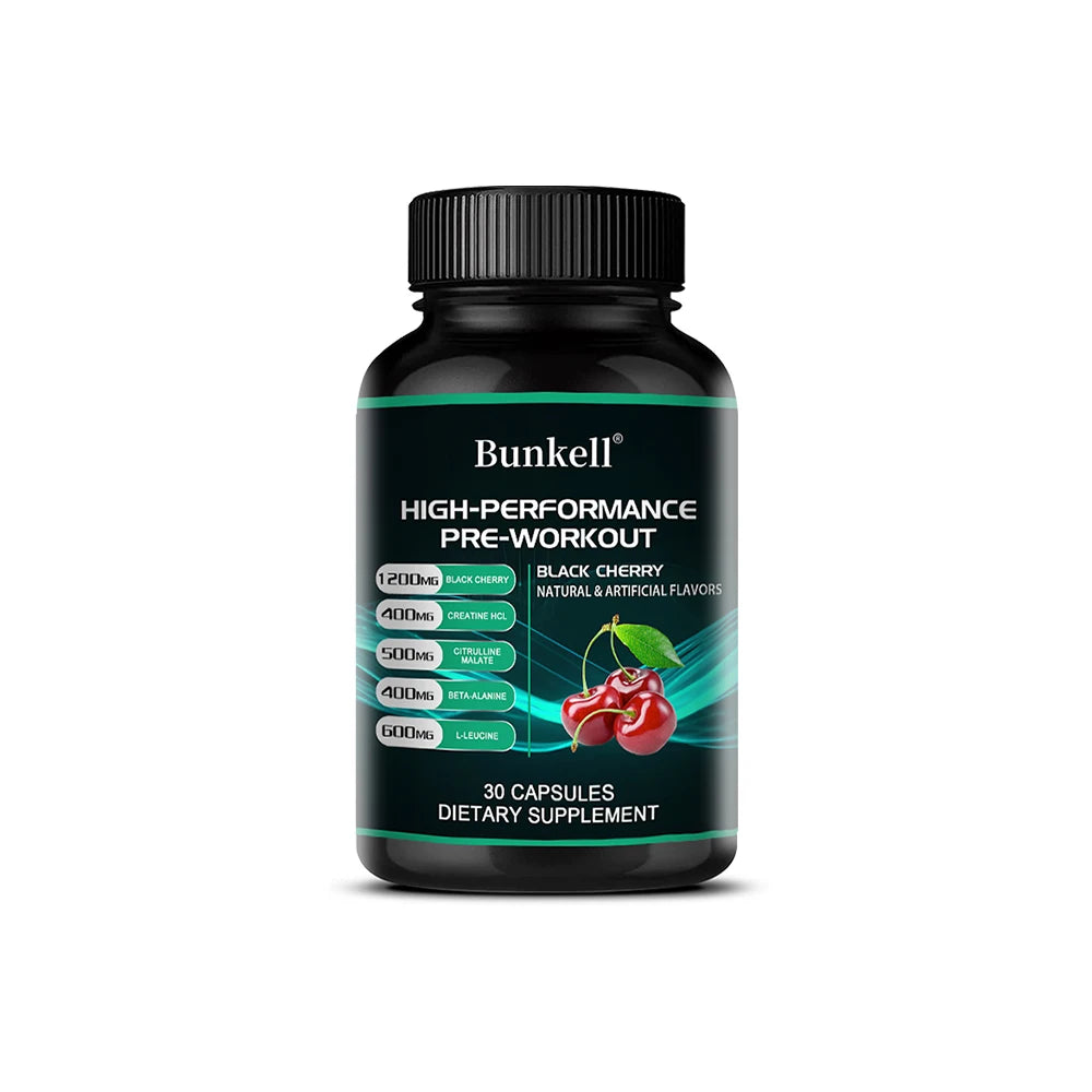 Bunkell Pre-Workout Supplement - Amino Acids, Creatine HCI, Citrulline Malate, Beta-Alanine To Improve Athletic Performance