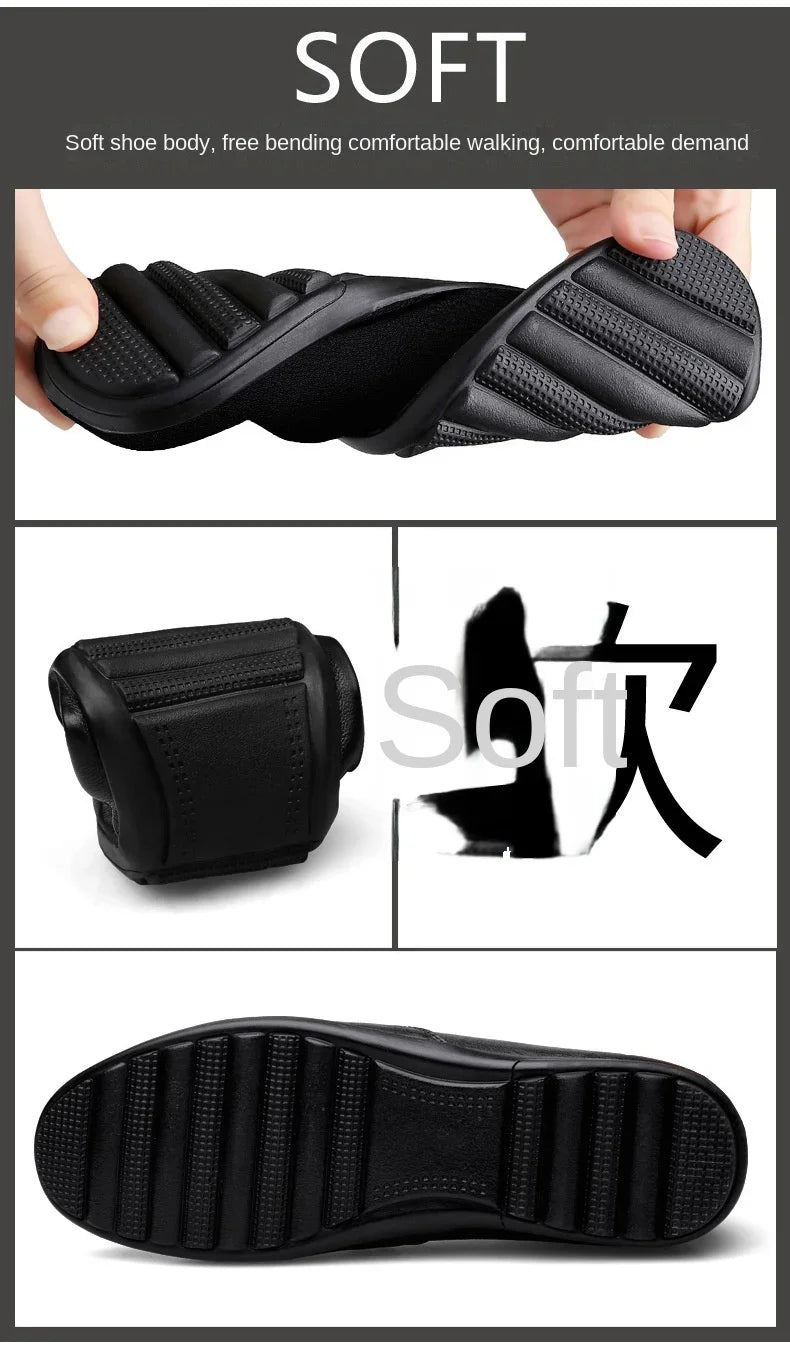 Summer new men's casual leather shoes spot 2024 cross-border large size trend fashion soft bean shoes low-top men's shoes