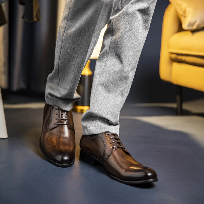 Leather Shoes for Men Luxury Business Men's Shoes High Quality Casual Oxford Dress Shoes Male Lace-Up Office Wedding Formal Shoe