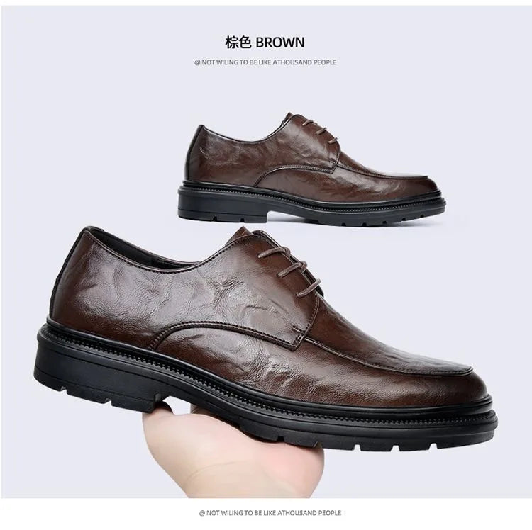 Men's shoes new spring and autumn British style leather shoes men's business dress big head cowhide work non-slip casual shoes