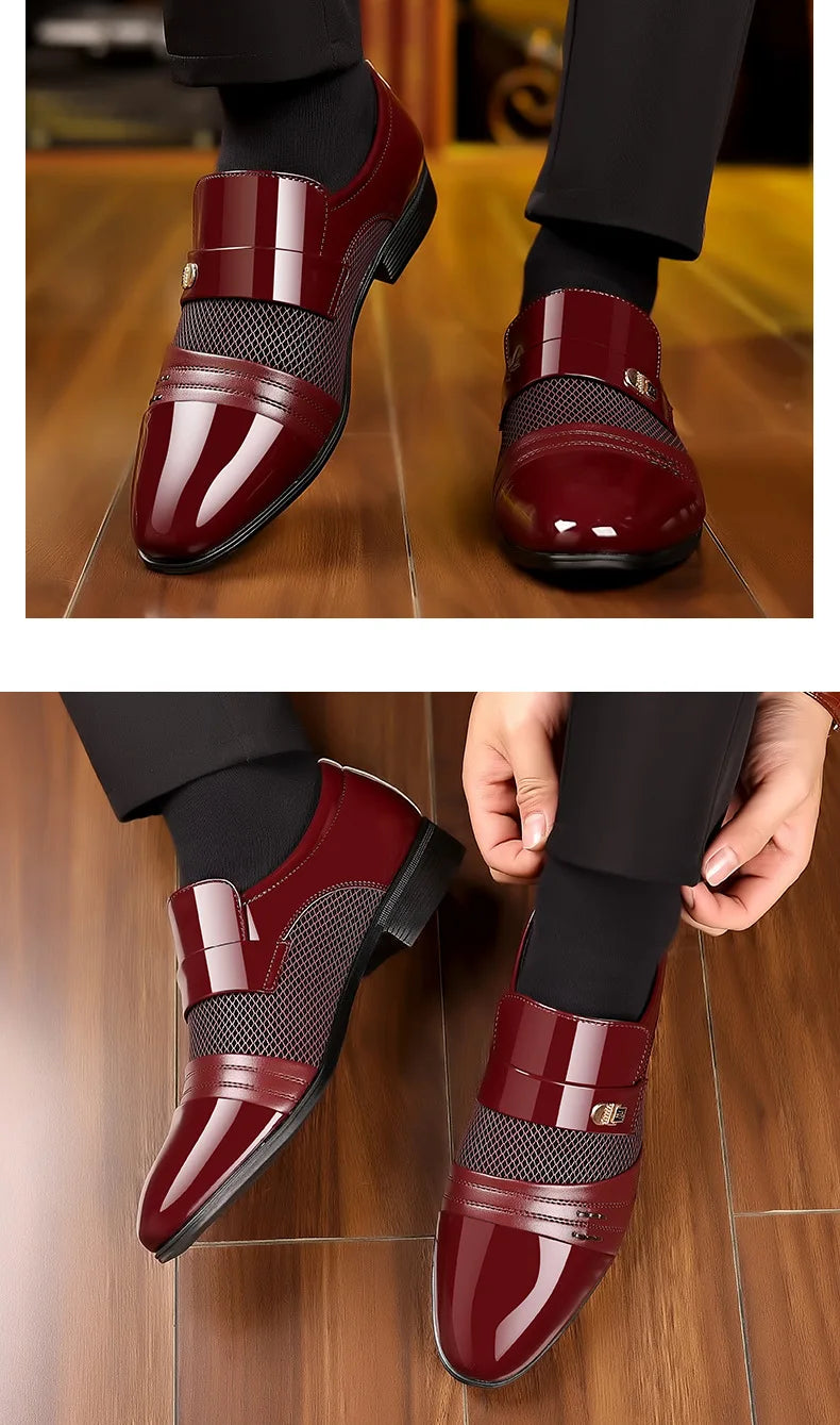 Men's Dress Shoes Pointed Toe Oxfords Classic Business Men Leather Shoes Slip on Wedding Casual Shoes Office Comfortable Loafers
