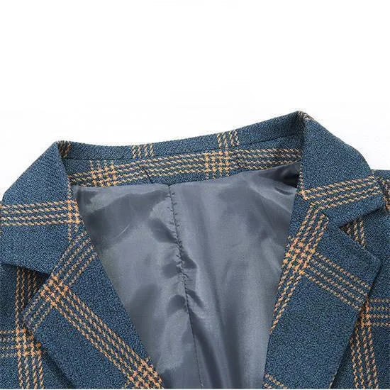 Man Suit Coat Autumn Retro Striped Contrast Color Male Blazer Single-breasted Long Sleeve Pocket Non-ironing Men Outerwear