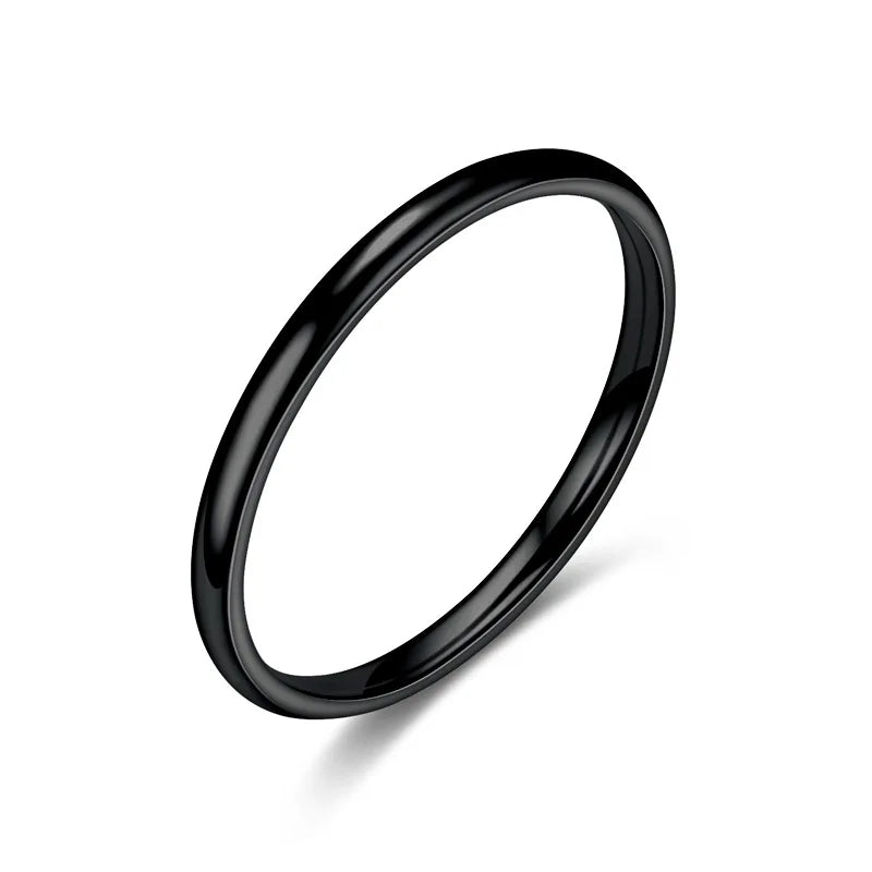 Freeteeme Punk 2mm/4mm/6mm/8mm Wide Simple Rings for Women Men Stainless Steel Smooth High Polished Wedding Finger Rings Jewelry