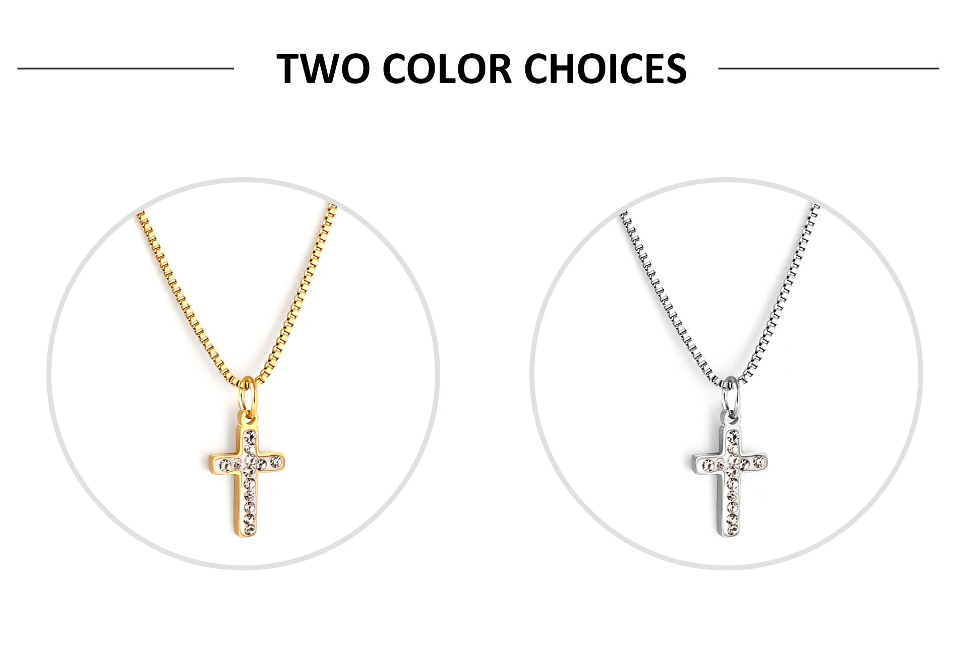 Classic Cross Pendant Necklaces For Women Girls Fashion Gold Plated Stainless Steel O Chain Collares Para Mujer Jewelry Gifts
