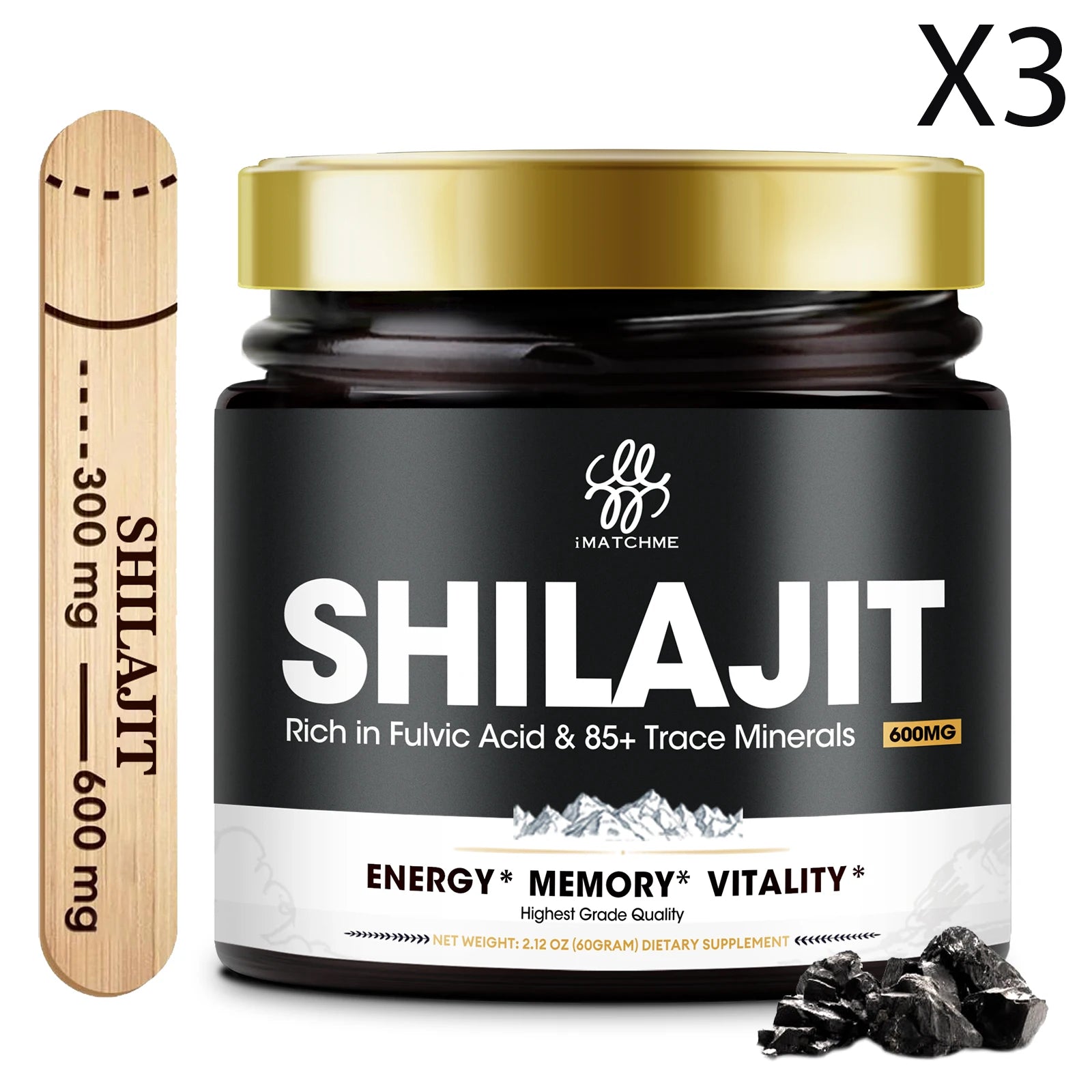Pure Shilajit Supplement for Men & Women –85+ Trace Minerals & Fulvic Acid - Energy, Brain, Immunity – Himalaya Shilajit Resin