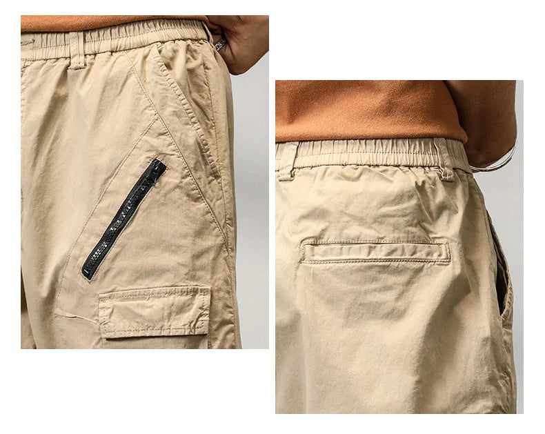 Man's Cargo Pants High Waist Casual Ninth Pants Fashion Slim High Street Straight Workwear Trousers Trend Streetwear Binding leg