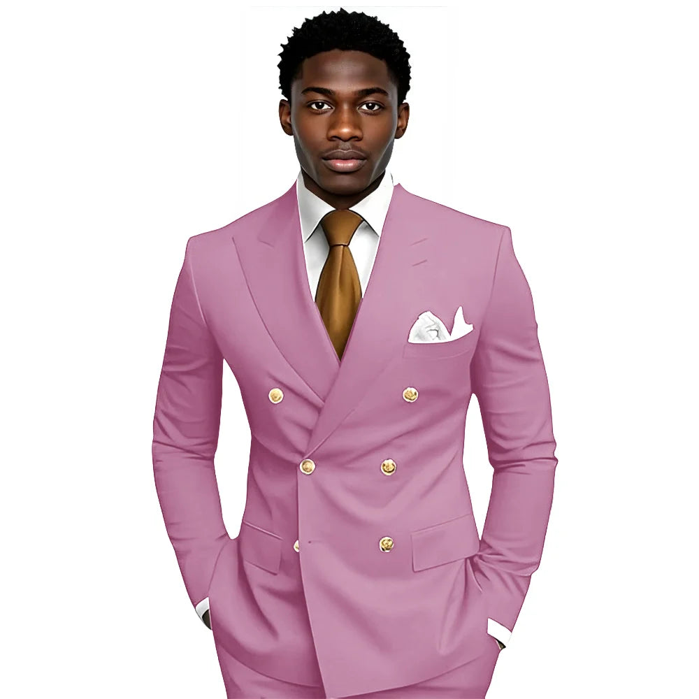 Business Men's Suit 2-piece Double-breasted Blazer Pants Wedding Groom's Tuxedo Gentleman's Evening Dress Tailor-made Mens Suits