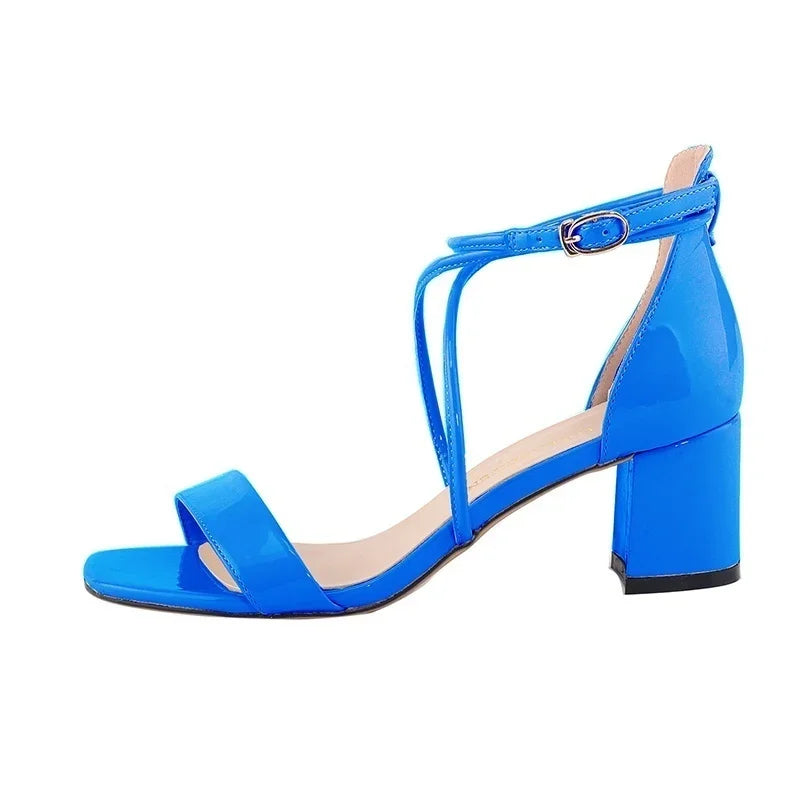 Women Sandals Fashion 2026 Summer Thick High Heels Sexy Pumps Sandals Ankle Strap Work Office OL Party Dress Wedding Shoes