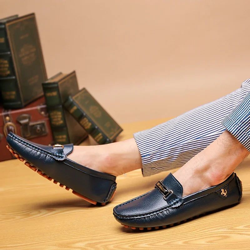 YRZL Shoes Men Handmade PU Leather Loafer Casual Driving Flats Slip-on Shoes Luxury Comfy Moccasins White Loafers Shoes for Men