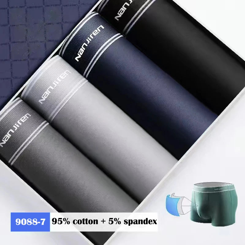4Pcs Boxer Shorts Men's Underwear Sexy Panties Cotton Boxers Print Underpants Male Shorts U Convex Lingerie Plus Size 6XL