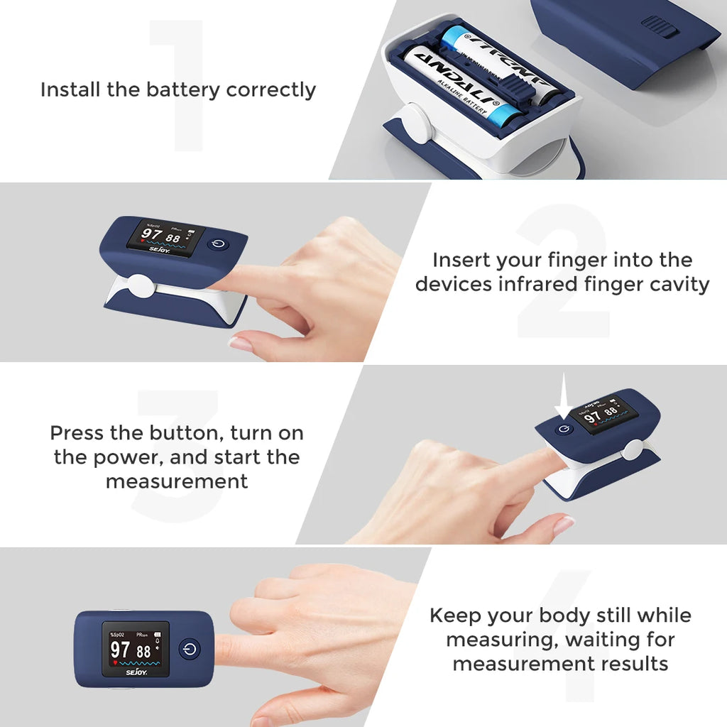 Sejoy Digital Wrist Blood Pressure Monitor,Finger Pulse Oximeter OLED Blood Oxygen Saturation,Heart Rate Meter BP Monitor