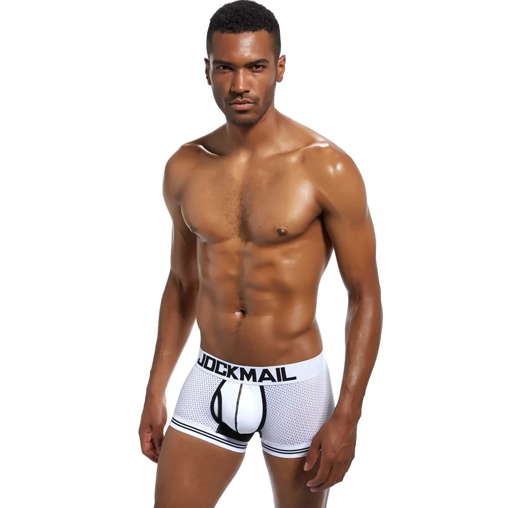 JOCKMAIL Men Underwear Boxes Mesh Quick Drying Ice Silk Breathable Youth Fashion Calzoncillos Sexy Am Gosteren Killer Sansursuz