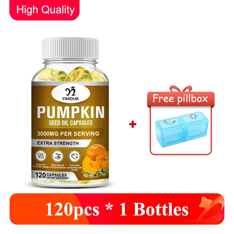 Best Pumpkin Seed Oil 3000mg Capsules, Support Heart Health, Cholesterol Support & Antioxidant Benefits, Overall Vitality, Vegan