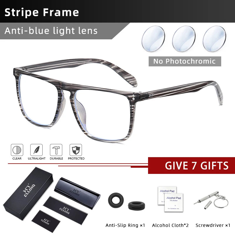 CLLOIO New Style Men Reading Glasses Women Fashion Anti Blue Ray Myopia Glasses Customizable Prescription Optical Eyewear Frames