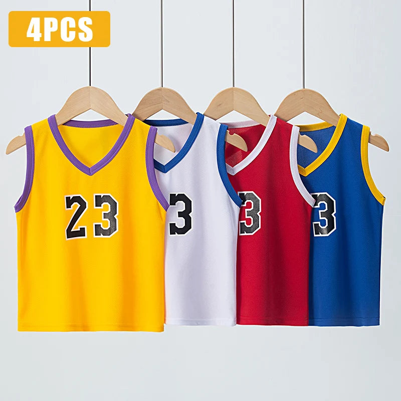 6/2 Pcs Children's Summer Quick-drying Exercise 23 Suit Boys Basketball Football Running Vest Joker Comfortable Shorts Students