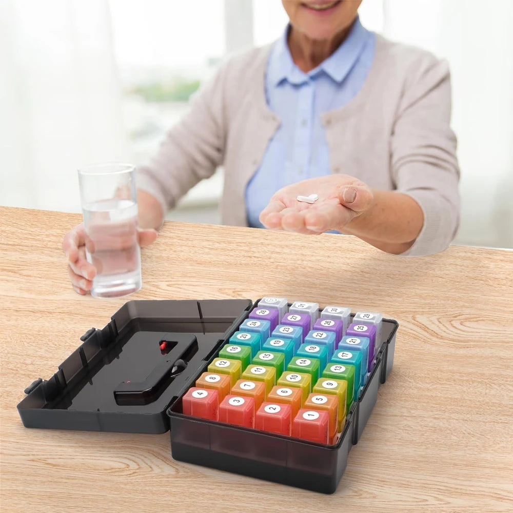 1pcs  Monthly Pill Organizer 2 Times a Day,30 Day Pill Organizer with 32 Daily Pill Box and Travel Case,for Medicine,Vitamin