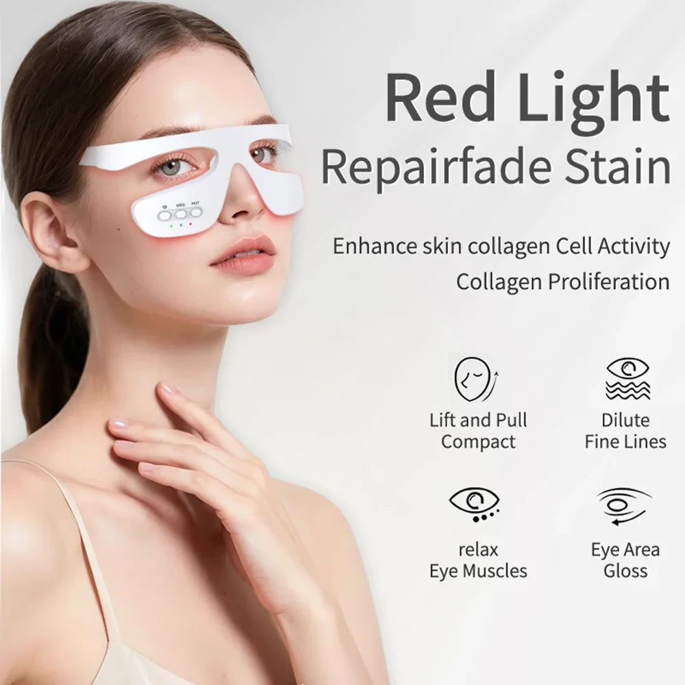 Eye Massager 3 Gear Red light Remove Eye Bags Dark Circles Puffiness Hot Compress Eye Relieve Eye Fatigue Wireless Use