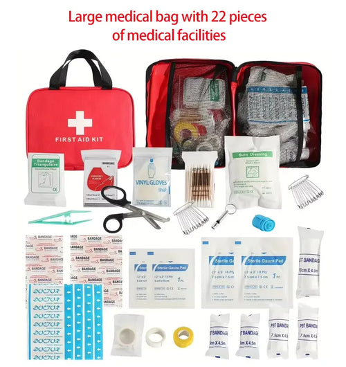 22 piece advanced first aid kit, including bandages, scissors, tweezers - a comprehensive emergency survival kit for families, o