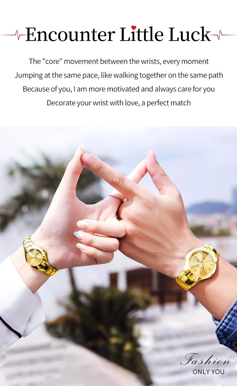OLEVS Fashion Mens Watches Top Brand Luxury Tungsten Steel Gold Quartz Watch for Man Waterproof Luminous Date Week Wristwatch
