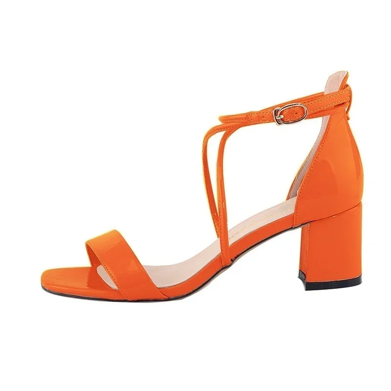 Women Sandals Fashion 2026 Summer Thick High Heels Sexy Pumps Sandals Ankle Strap Work Office OL Party Dress Wedding Shoes