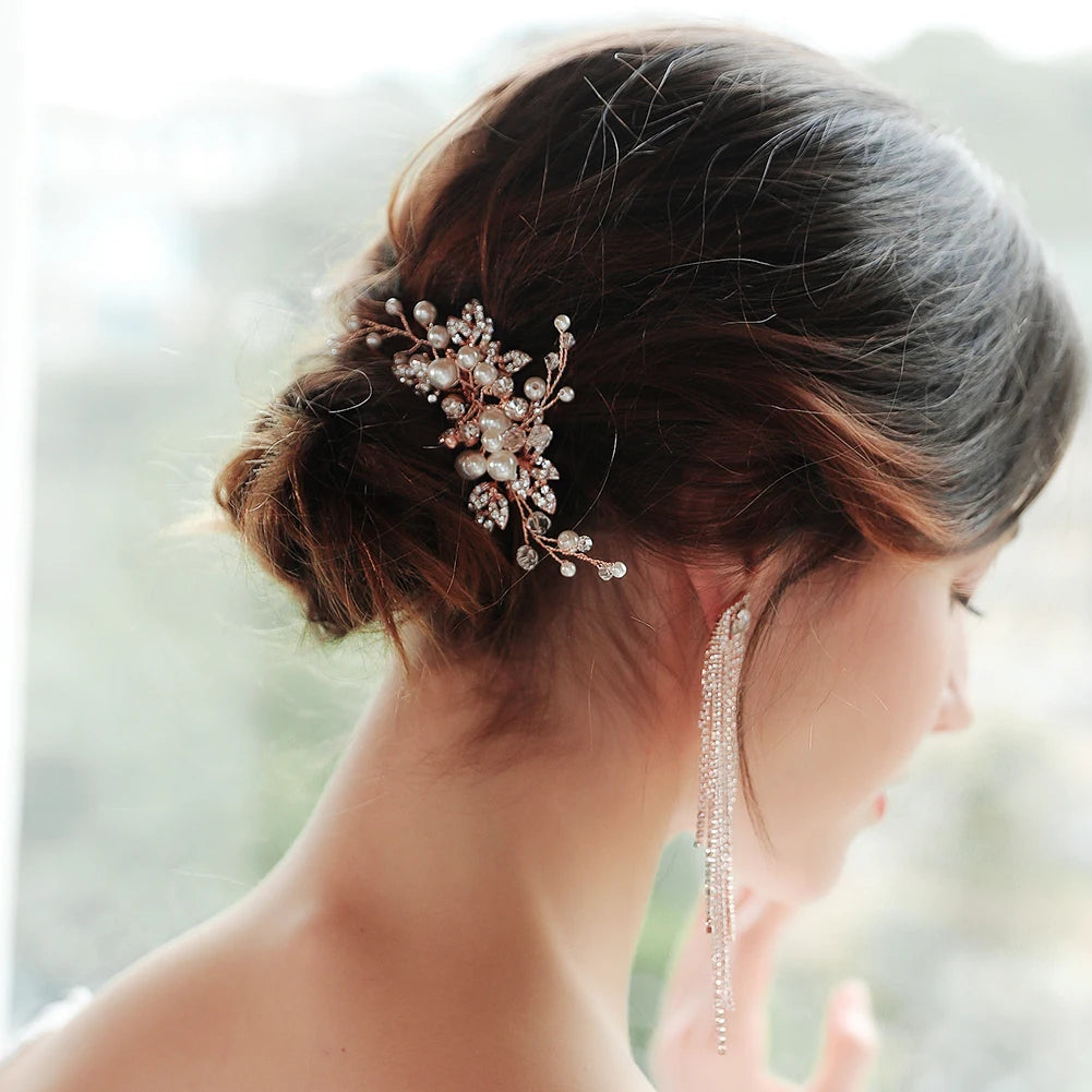 Luxury Pearl Rhinestone Classic Hair Comb Bridal Headdress Jewelry Party Dress Accessories For Women Wedding Hair Clips