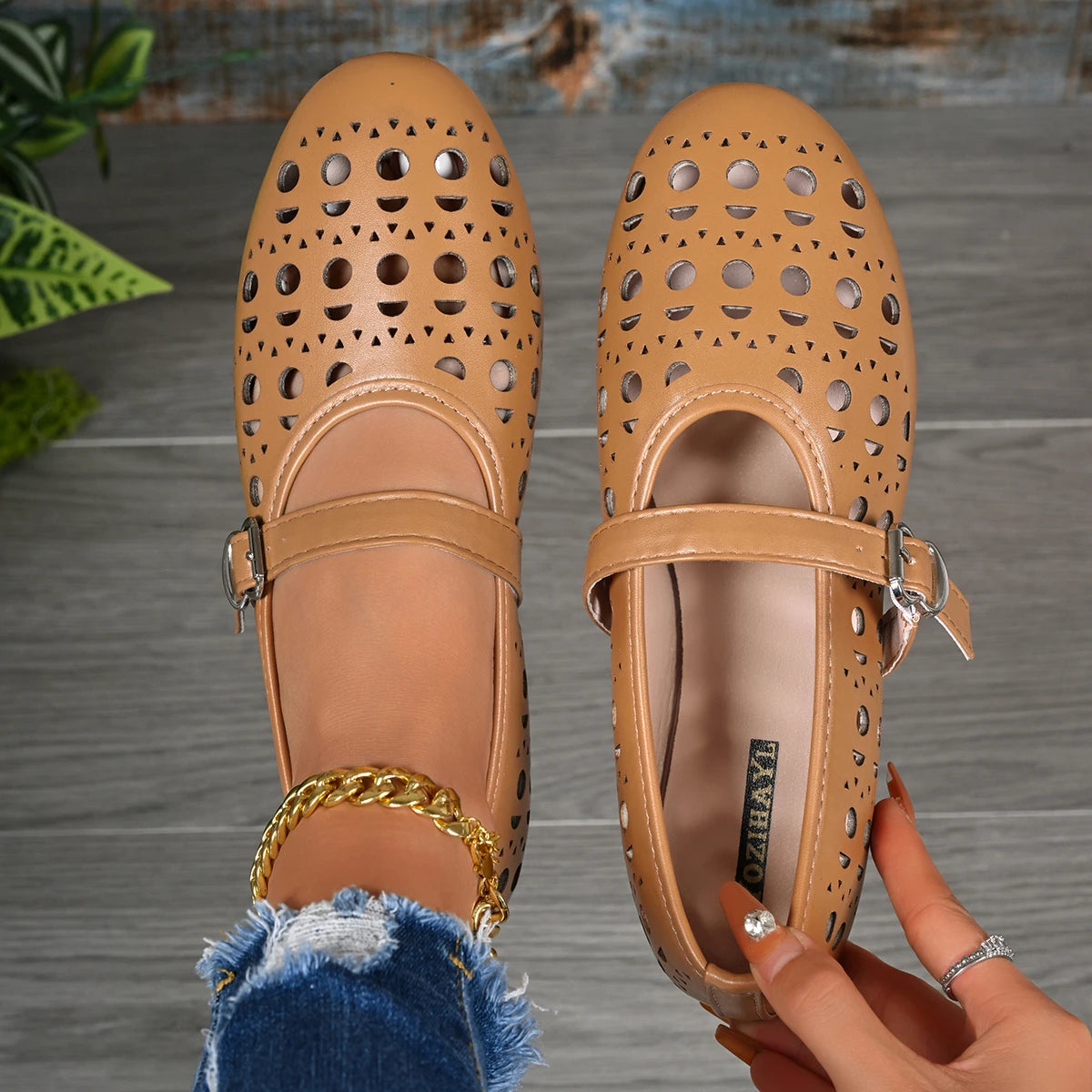 2026 Dress Women's Shoes New Fashion French Style Gir Round-toe Shoes Women's Hollow Out Flat Shoes Multicolor Big Size 42 57768