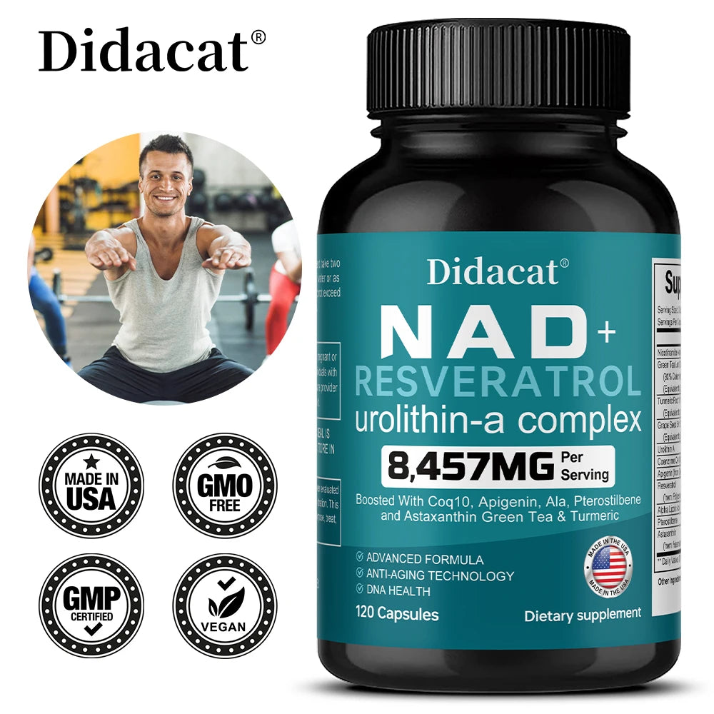 NAD + Resveratrol - Anti-aging, Helps Boost Energy, Promotes Cell and Skin Health, Neuroprotection and Sleep Improvement