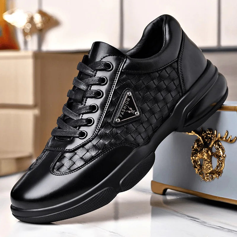 Men's Shoes Original Casual Leather Men Training Wear Resistant Sneakers Outdoor Male Treking Footwear Breathable Lace-up Shoes
