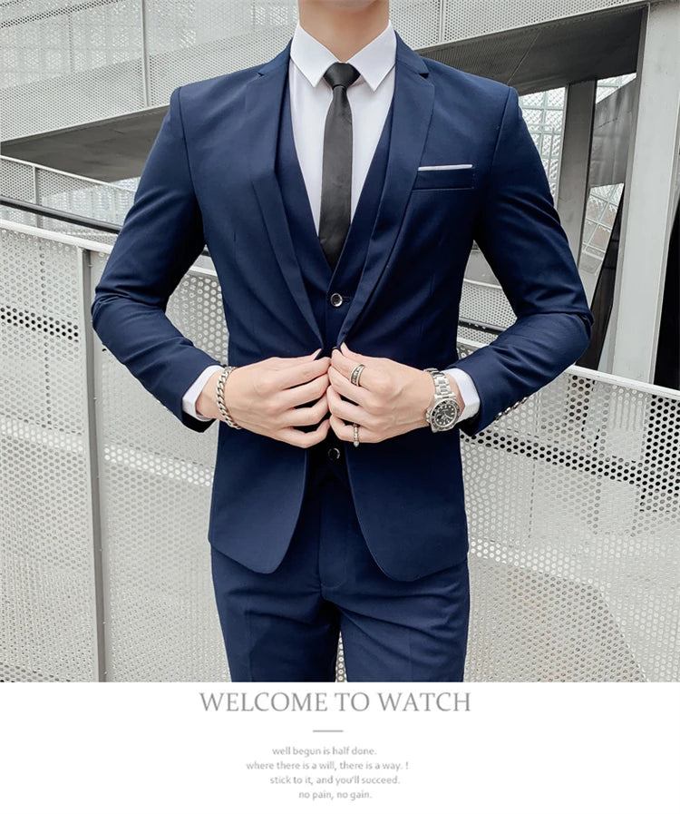 Suits for Men - 3 Pieces - New Fabrics - Fashionable Business Gentleman - Slim Fit - Wedding  Professional Business Formal Dress