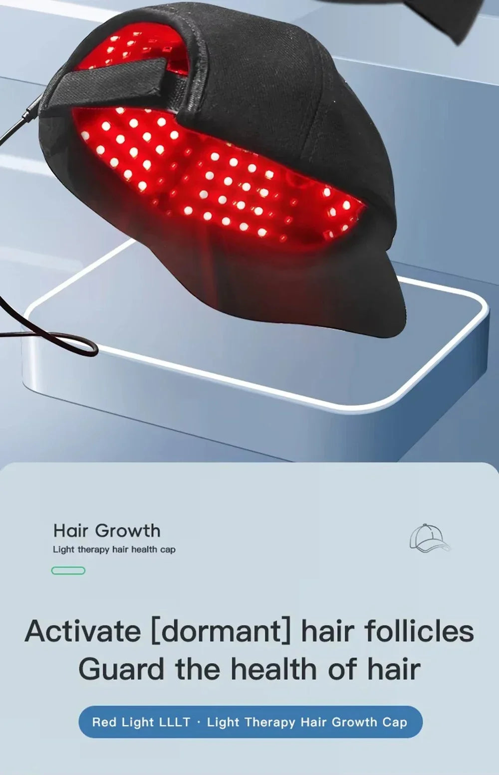 LED Red Light Therapy Hat For Hair Growth Red & Infrared Light Hair Growth Cap For Hair Loss Promote Hair Fast Regrow Care Cap