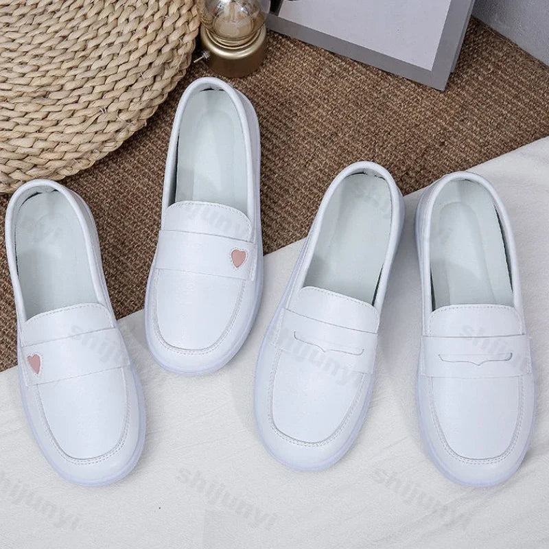 2024 New Summer White Nurse Shoes Women Soft Sole Fashion Comfortable Casual Comfortable Non-slip Flat Sports Walking Shoes