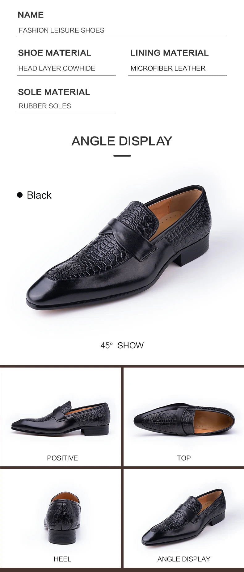 Genuine Leather Shoes For Men Dress British Business Party Slip on Black Point Toe Fashion Casual Formal Suit Handmade Men Shoes
