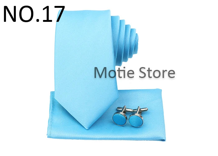 Men's Colorful Polyester Necktie Bowtie Cufflink Brooch Set Sage Green Pink Ties Business Wedding Party Shirt Accessories Gift