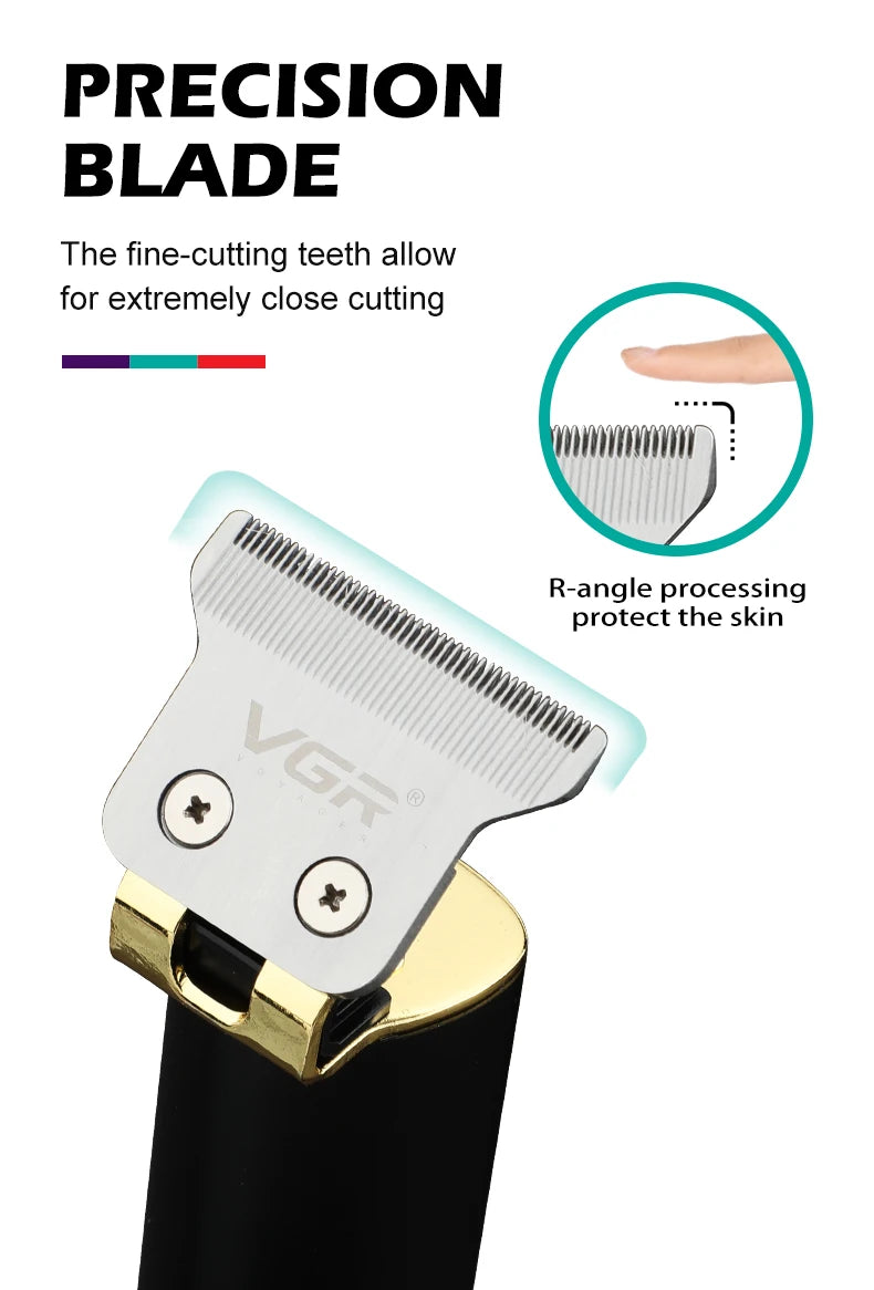 VGR Hair Clipper T9 Hair Trimmer Professional Hair Cutting Machine Metal Wireless Electric Rechargeable Clippers for Men V-009