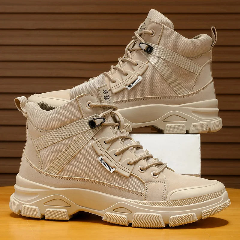 Men's High-Top Work Boots | Chunky Platform Outdoor Hiking Sneakers