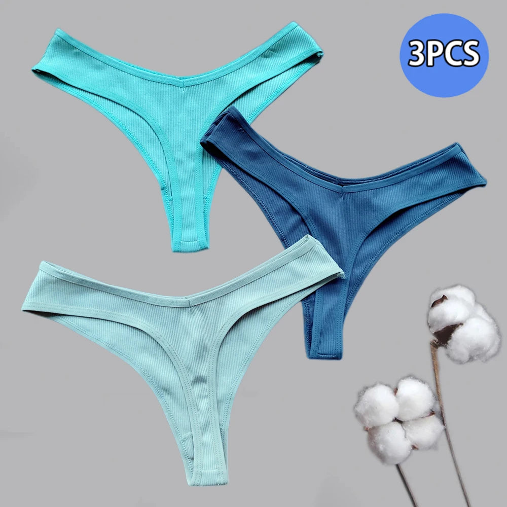3Pcs/Set Cotton Thongs Women's Panties Sexy Low Waist G-String Briefs Comfortable Seamless Underpants Female Fast Shipping