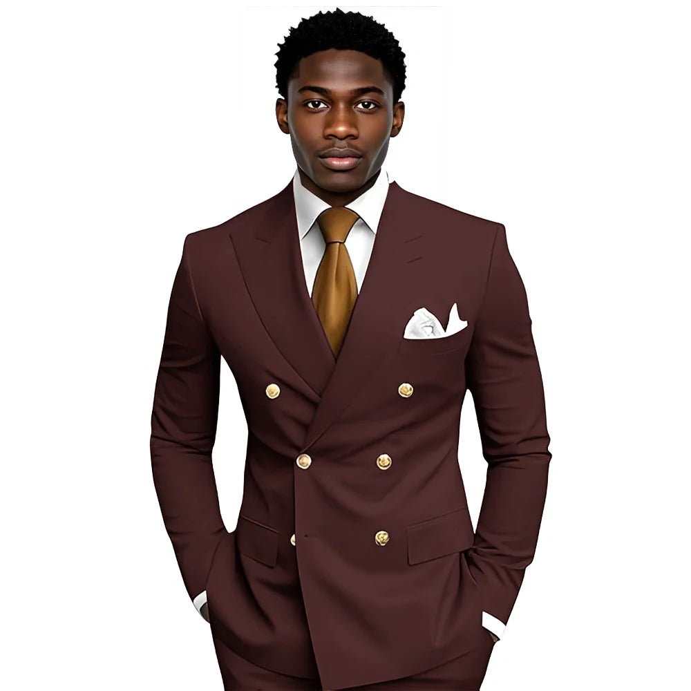 Business Men's Suit 2-piece Double-breasted Blazer Pants Wedding Groom's Tuxedo Gentleman's Evening Dress Tailor-made Mens Suits