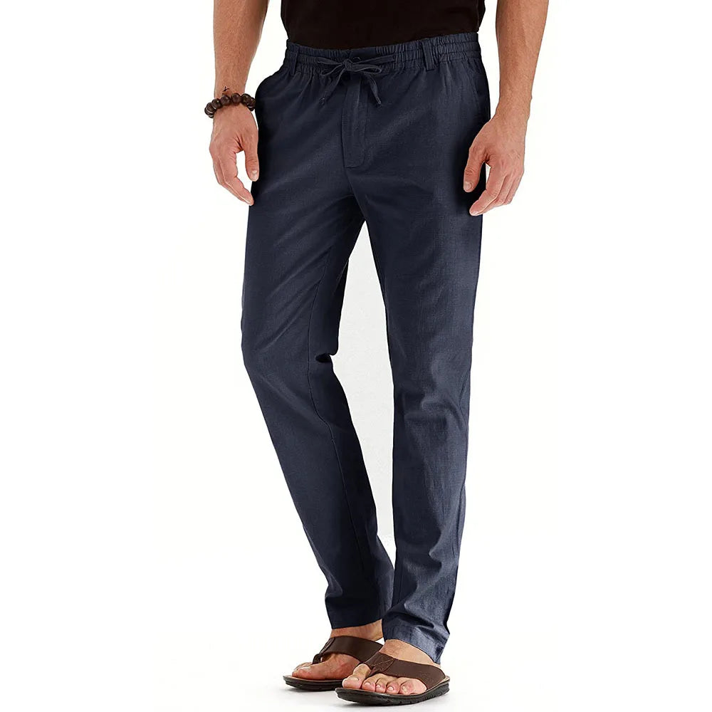 Large casual pants for men, trendy business casual pants for spring and autumn, comfortable straight leg solid color trousers