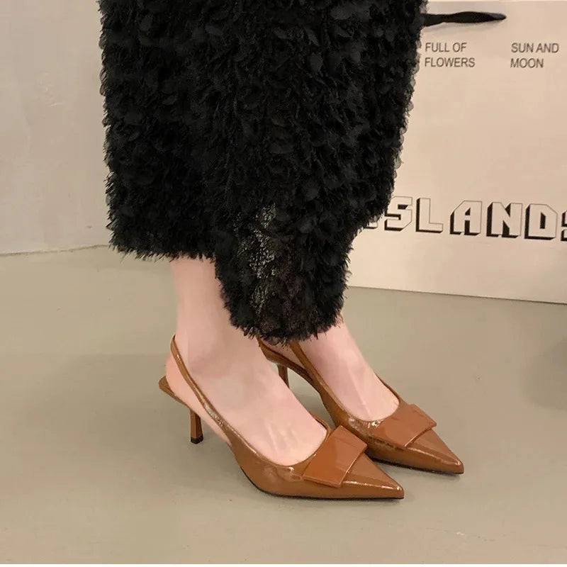 2025 Summer Women's Shoes High Heel Women Sandals Fashion Pointed Toe Singbacks Shoes Design Style Banquet Party Sandalias Shoes