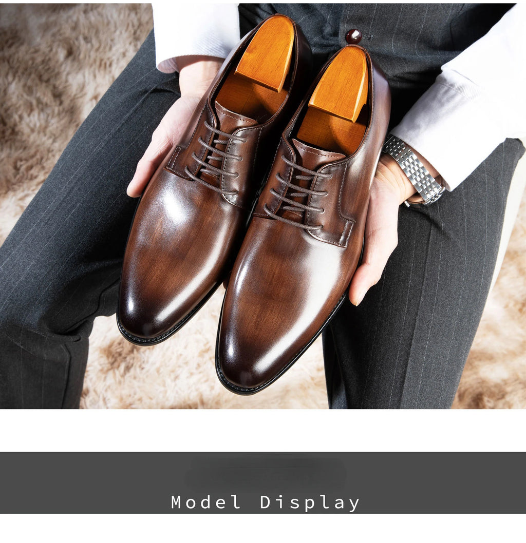 Leather Shoes for Men Luxury Business Men's Shoes High Quality Casual Oxford Dress Shoes Male Lace-Up Office Wedding Formal Shoe