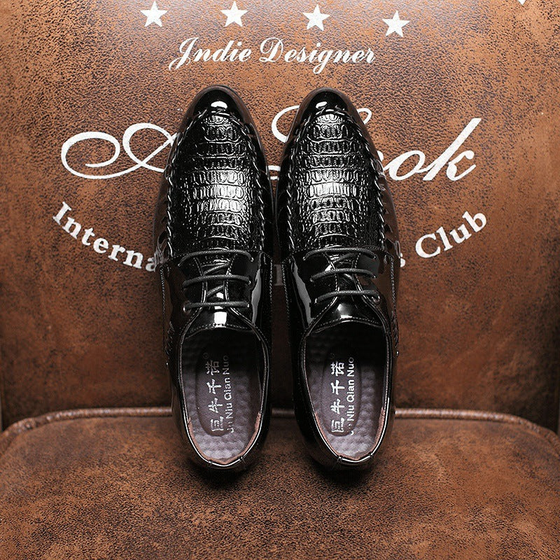 Men's  Dress Leather Shoes Lace-Up Wedding Party Shoes Mens Business Office Oxfords Flats Plus Size Men Fashion