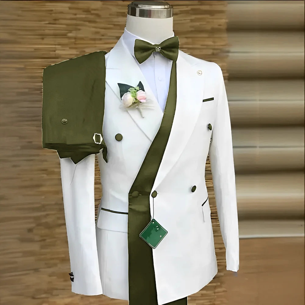 Double Breasted Formal Suits for Men Business Prom Blazer with Pants Wedding Groom Tuxedo Male Suits Custom 2 Pieces Suit Jacket