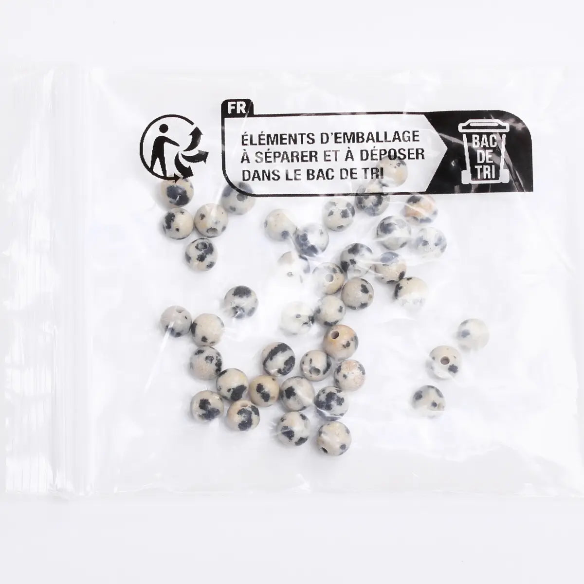 40-15pcs/bag 4mm/6mm/8mm/10mm/12mm Natural Stone Round Loose Dalmatian Jasper Bead for Jewelry Making DIY Bracelet