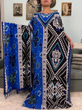 Muslim Abayas For Women 2025 Cotton Floral Printed Loose Caftan Marocain Femme Robe Eid Islam African Dresses With Pocket Scarf