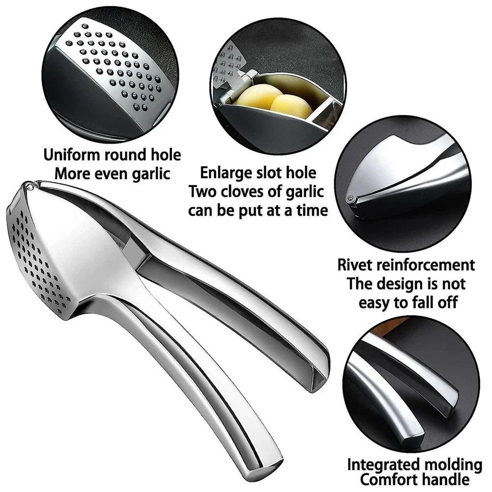 Garlic Press Stainless Steel Garlic Mincer Garlic Crusher Detachable Easy to Squeeze and Clean Kitchen Tools for Fine Garlic